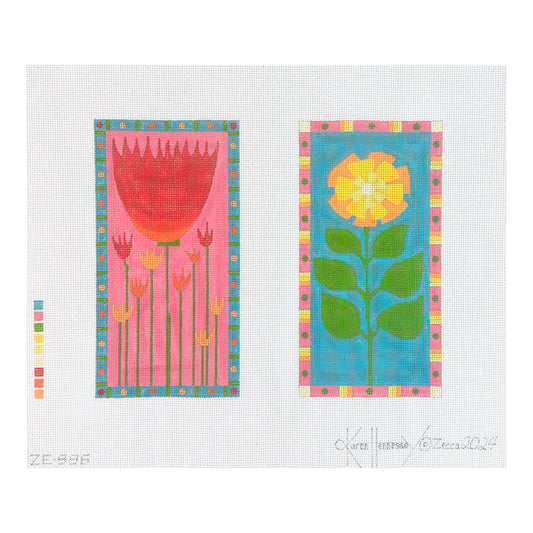 Zecca Tulip and Zinnia Eyeglass Case Needlepoint Canvas - 18M