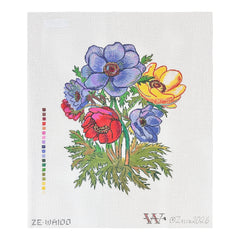 Zecca Wesley Allsbrook Anemones Needlepoint Canvas